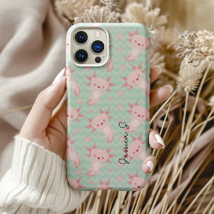 Quirky Kawaii Axolotl Pattern iPhone 16 Pro Case