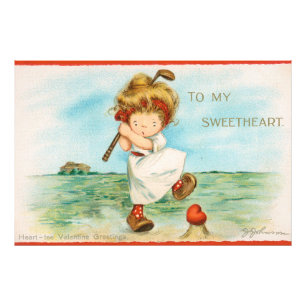 Quirky Kitschy Golf Themed Valentine, circa 1915 Photo Print