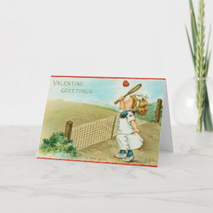 Quirky Kitschy Tennis Themed Valentine, circa 1915 Card