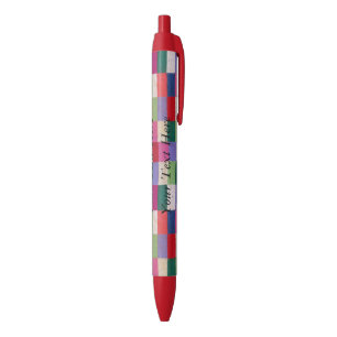 quirky knitted patchwork squares colourful retro black ink pen