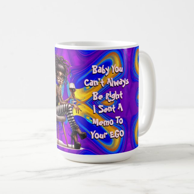 Quirky Lady Tattoo & Wine Memo Mug (Front Right)