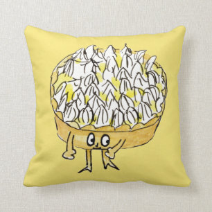 Quirky Lemon Meringue Pie Funny Cake Art Design Cushion