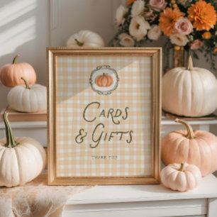 Quirky Little Pumpkin Baby Shower Cards Gifts Poster