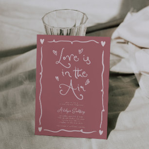 Quirky Love Is In the Air Bridal Shower Pink Invitation