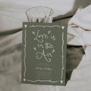 Quirky Love Is In the Air Bridal Shower Sage Green Invitation