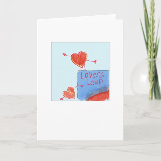 Quirky Lovers' Leap Illustrated Card (Front)