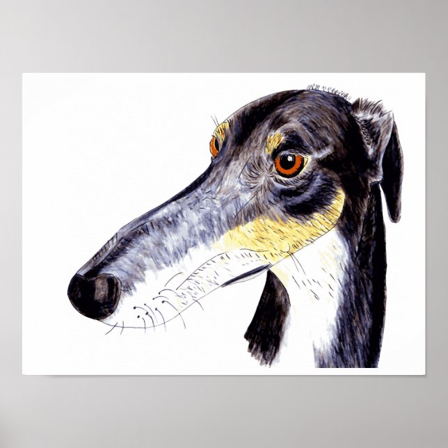 Quirky lurcher greyhound poster (Front)