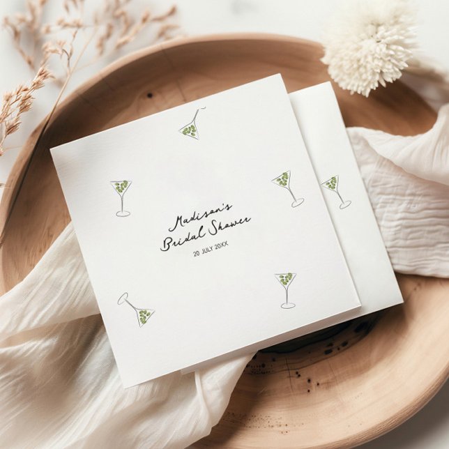 Quirky Martini Bow Hand Drawn Bridal Shower Napkin (Creator Uploaded)