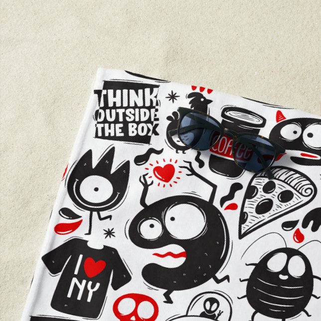 Quirky Monsters and Quotes Beach Towel (In Situ)