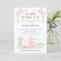 Quirky Multicolored Hand Drawn Tea Bridal Shower