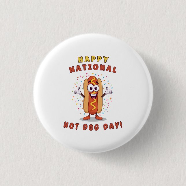 Quirky National Hot Dog Day Pin Button (Front)