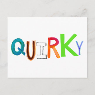 Quirky odd unusual unique fun colourful art word postcard