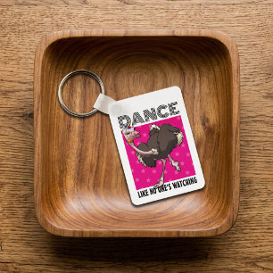 Quirky Ostrich Dance Like No One's Watching Design Key Ring