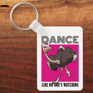 Quirky Ostrich Dance Like No One's Watching Design Key Ring