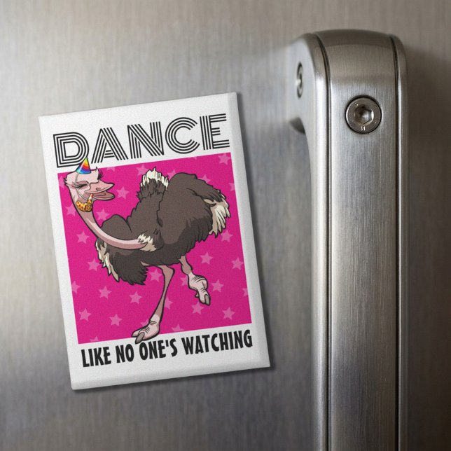 Quirky Ostrich Dance Like No One's Watching Design Magnet (Creator Uploaded)