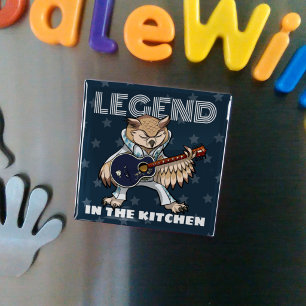 Quirky Owl Legend In The Kitchen Rock Star Artwork Magnet