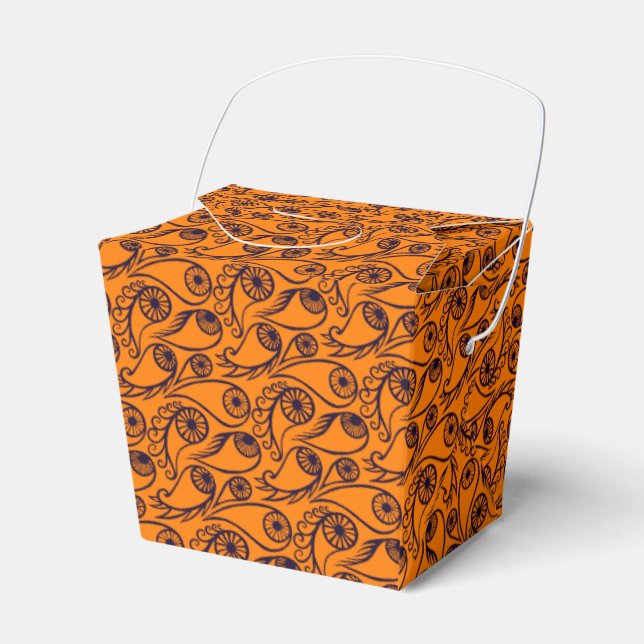 Quirky Paisley Eye Orange Pattern Spooky Halloween Favour Box (Front Side)