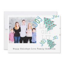 Quirky PHOTO Christmas Folk Art Typeset Card