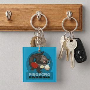 Quirky Ping Pong Binturong Table Tennis Player Key Ring