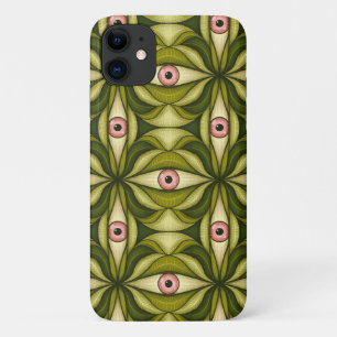 Quirky Pink Eyes And Green Botanicals Pattern Case-Mate iPhone Case
