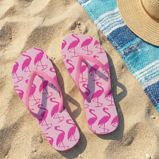 Quirky Pink Flamingos Pattern on Pink Jandals (Creator Uploaded)