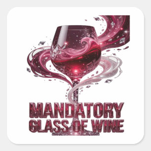 Quirky Pink MANDATORY GLASS OF WINE Sticker Art