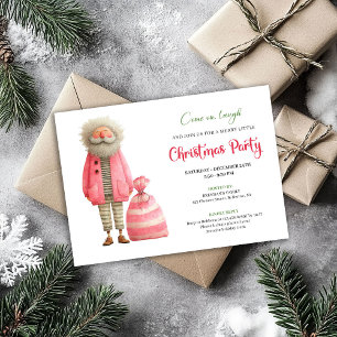 Quirky pink santa minimalist Christmas party  Invitation