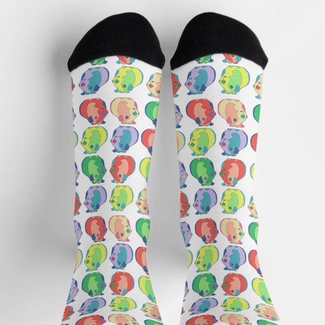Quirky Pop Art Guinea Pig Pattern Socks (Top)