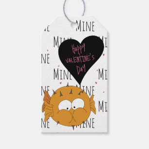 Quirky Puffer Happy Valentines Day Mine Pattern Gift Tags