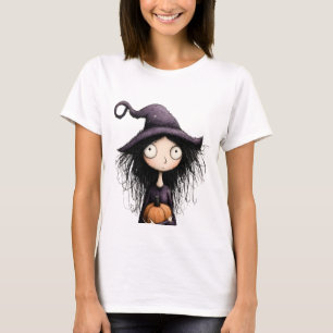 Quirky Purple Witch Pumpkin Spooky Season T-Shirt