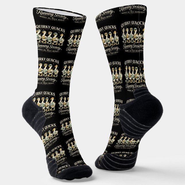 Quirky Quacks Running Society Funny Runner Tee Socks (Angled)
