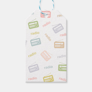 Quirky radios in muted colours gift tags