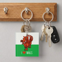 Quirky Red Dragon I Love Wales Welsh Flag Cartoon