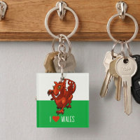 Quirky Red Dragon I Love Wales Welsh Flag Cartoon