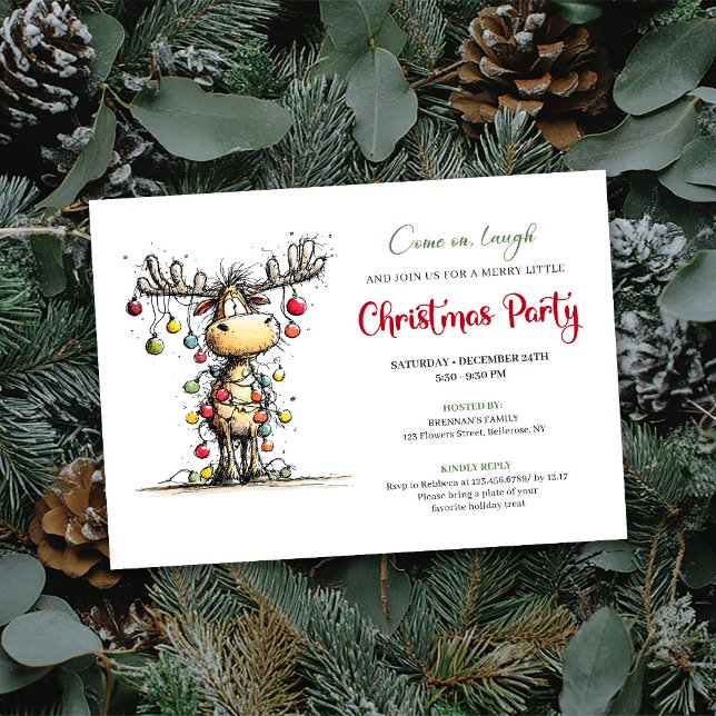 Quirky red green reindeer Christmas party invite (Quirky red green reindeer Christmas party invite

)