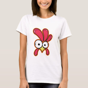 Quirky Red Rooster Cartoon Art T-Shirt