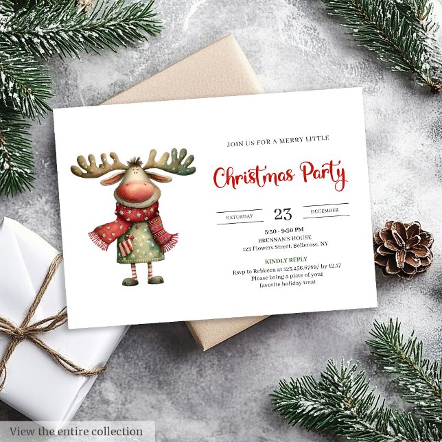 Quirky Reindeer Watercolor Kids Celebration Invite (Quirky Reindeer Watercolor Kids Celebration Invitation

)