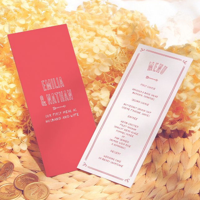 Quirky Retro Love Struck Hand Drawn Cupid Wedding Menu (Creator Uploaded)