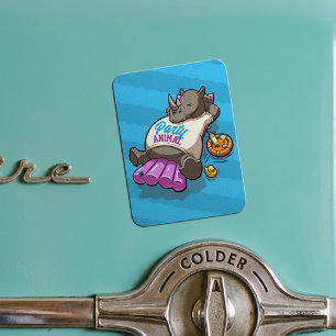 Quirky Rhino Party Animal Pool Inflatable Cartoon Magnet