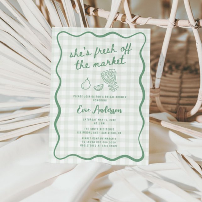 Quirky Sage Green Off The Market Bridal Shower Invitation (Creator Uploaded)