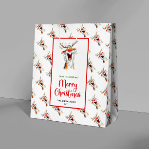 Quirky Santa Claus watercolor festive gift bag 