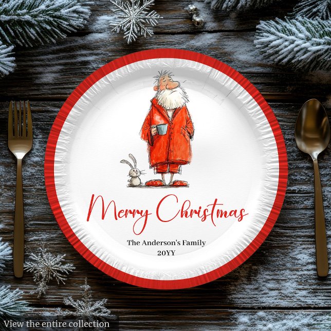 Quirky Santa Claus Watercolor Holiday Dinner Plate (Quirky Santa Claus Watercolor Holiday Dinner Plates

)