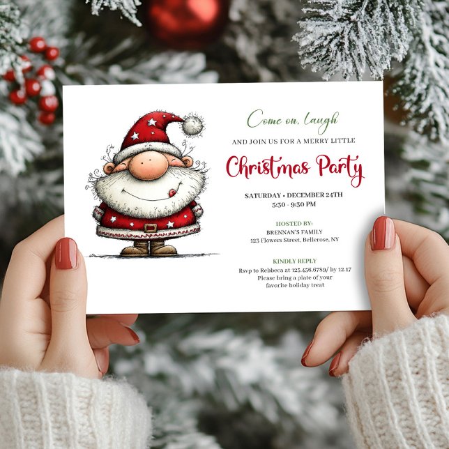 Quirky Santa Hand Lettering Christmas Invitation (Quirky Santa Hand Lettering Christmas Invitation)