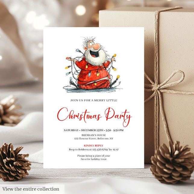 Quirky Santa Watercolor Holiday Party Invitation  (Quirky Santa Watercolor Holiday Party Invitation Design

)