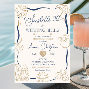 Quirky Seashells Wedding Bells Bridal Shower Invitation