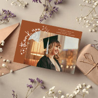 Quirky Stars Terracotta Grad Photo Thank You