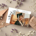 Quirky Stars White Grad Photo Thank You Announcement<br><div class="desc">Quirky and whimsical graduation announcement photo card featuring a photo on the front and 1 on the back. The text says "thank you" in quirky hand writing with stars and confettis. Add the graduate's name,  information,  and message to personalize this card. White.</div>