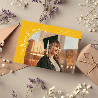 Quirky Stars Yellow Grad Photo Thank You