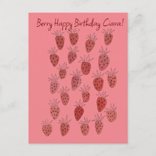 Quirky Strawberry Pattern Birthday Card