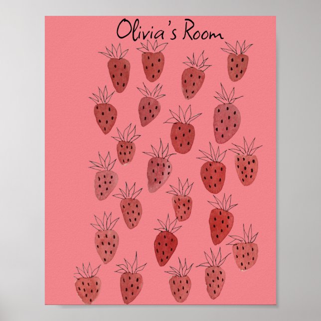 Quirky Strawberry Pattern Poster (Front)